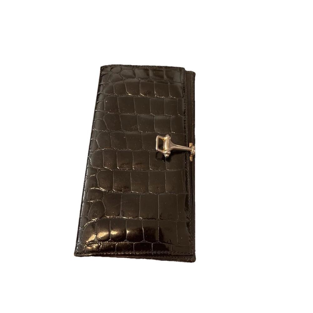 Budd Leather Made in Spain Black Crocodile Wallet H88